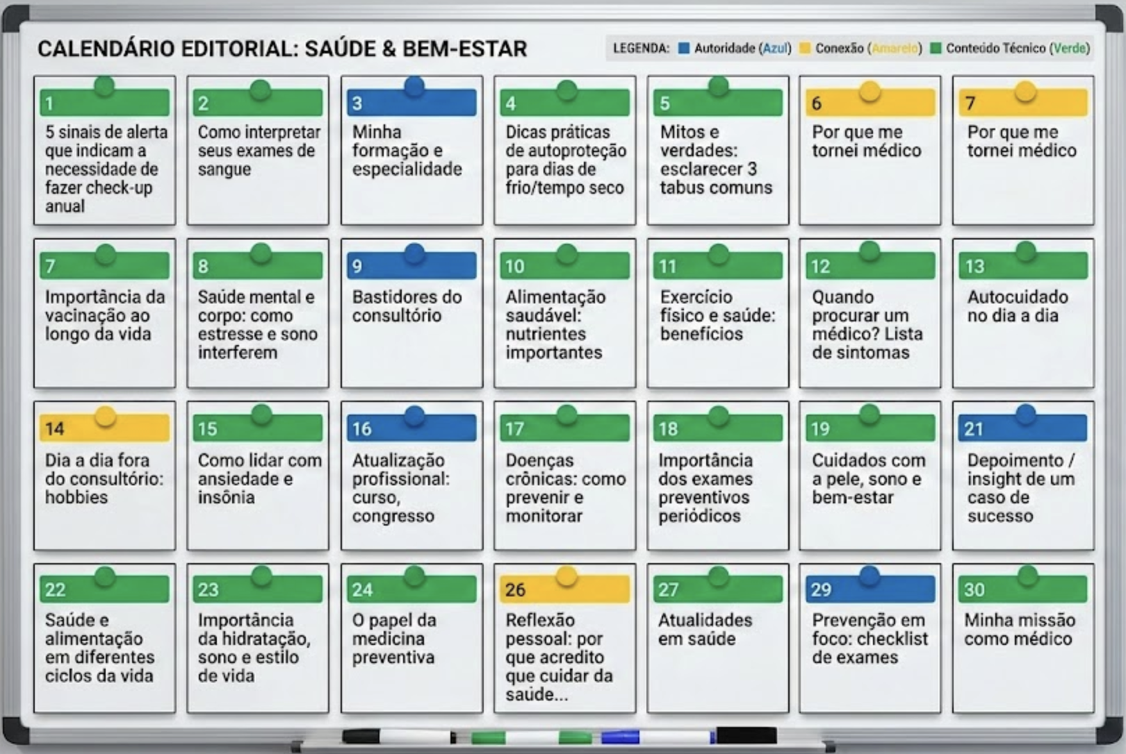 Calendário de postagens completo